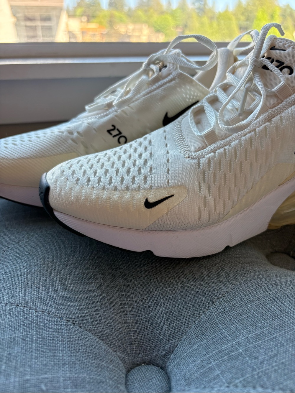 Nike Air Max 270 Running Shoes Sneakers Sail/Coconut Milk/Pale Ivory/Black Mens - Picture 5 of 15